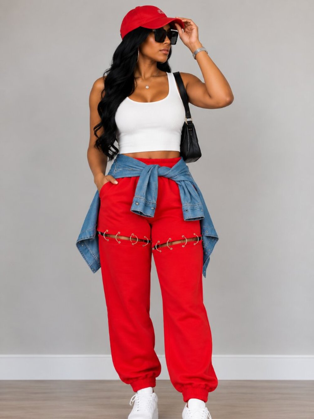 REHAB Red Cutout Ring Hardware Jogger Sweatpants Y2K Size S